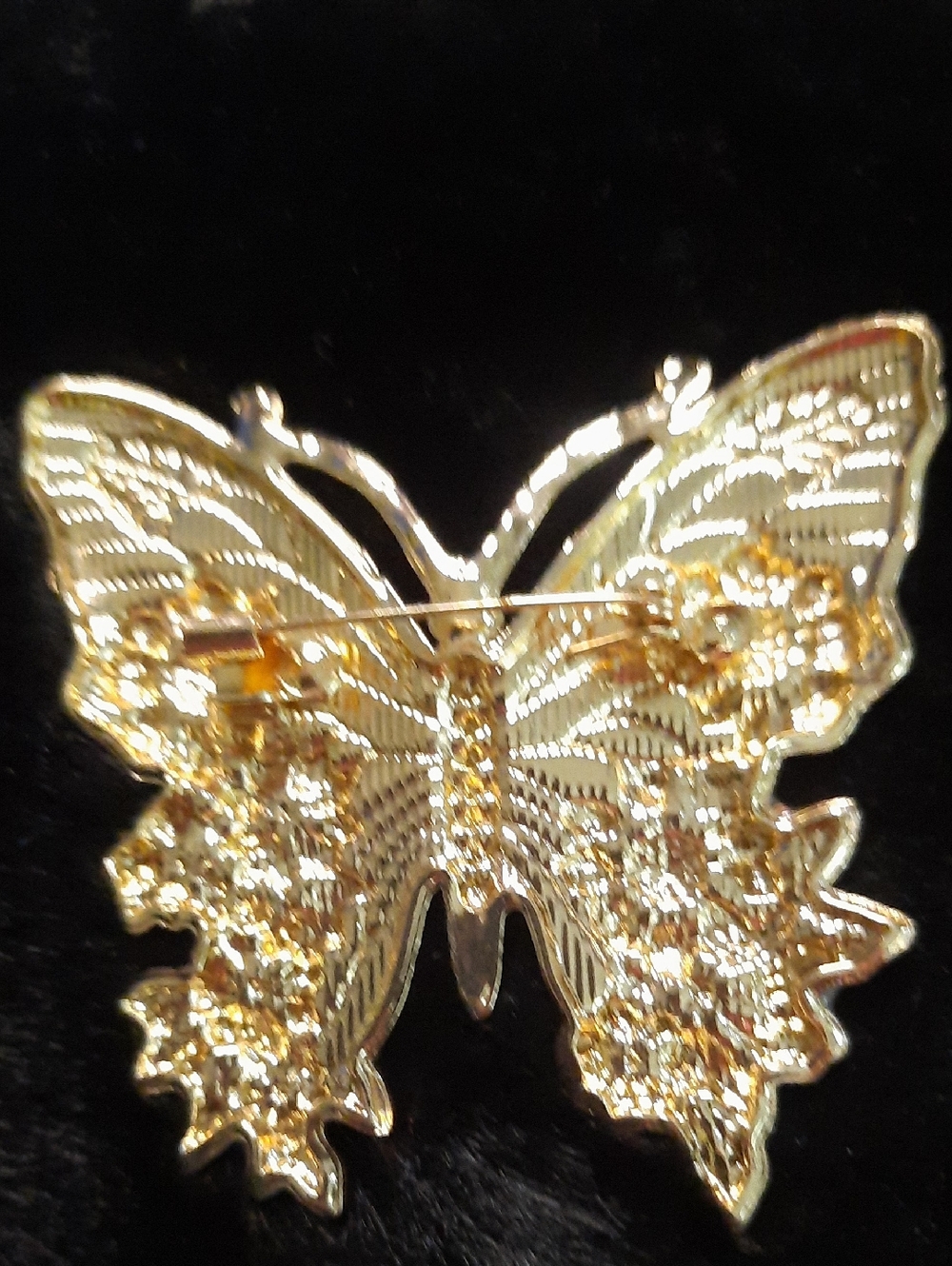 Floral Butterfly Enamel Pin Brooch in Mint Green and Coral - Picture 2 of 2